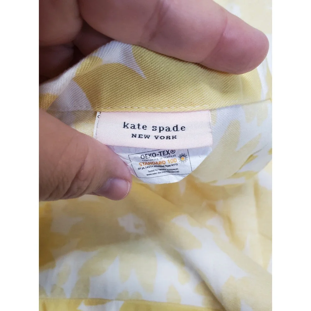 Kate Spade New York White Yellow Floral Cotton Shower Curtain 65x72 Whimsical